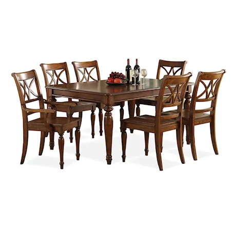 Traditional 7 Piece Rectangular Table and Chair Set